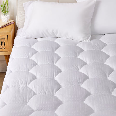 Cotton Mattress Pad, Bedding Cover Quilted Fitted Mattress Protector