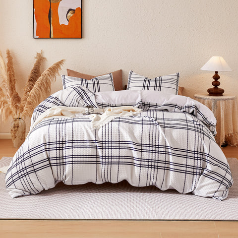 Sonive Boho Duvet Cover Set Modern Classic Beige Woven Jacquard Duvet Cover Set