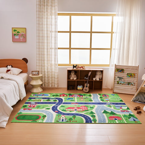 R2 Sonive Teppich Kinderteppich Junge Mädchen rutschfeste Krabbelmatte für Wohnzimmer, Schlafzimmer, Kinderzimmer