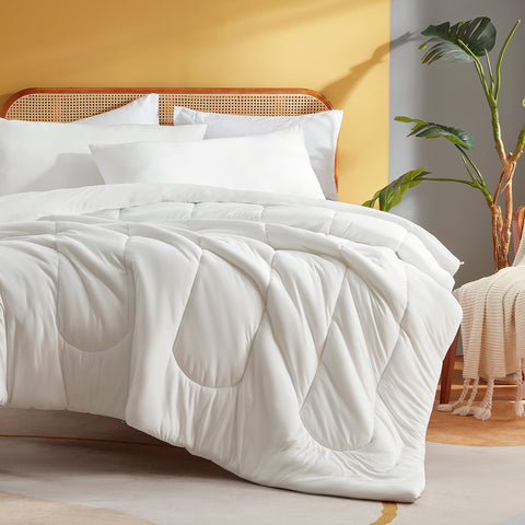 Sonive Duvet, Microfiber Knitted Quilt Duvet, Lightweight and Breathable Bedding 145gsm Soft Fabric, Machine Washable White