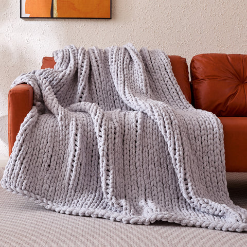 Sonive Circular Velvet Knit Blanket Handmade Chunky Throw for Couch Bed Sofa