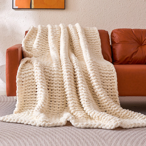 Sonive Circular Velvet Knit Blanket Handmade Chunky Throw for Couch Bed Sofa
