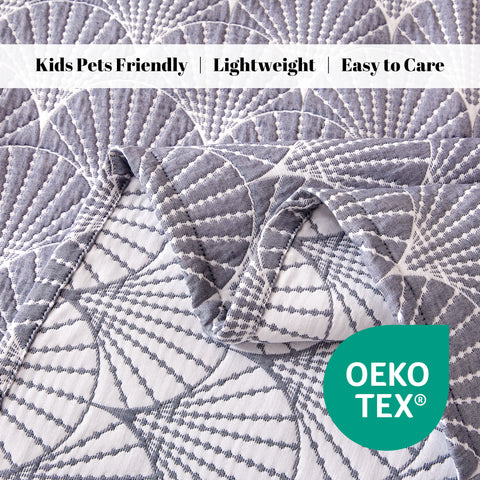 Sonive Geometrical  Quilt Set Modern White Grid Pattern