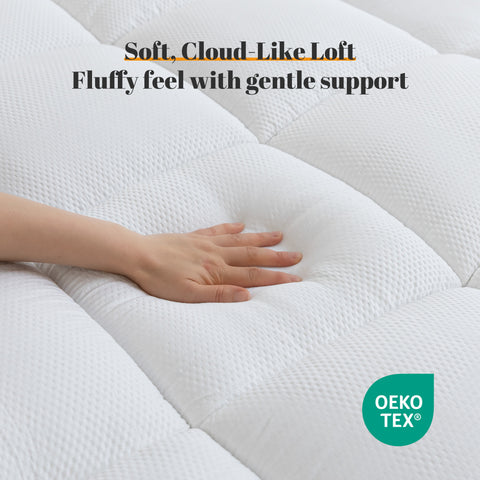 Pillow-Top Mattress Topper Ultra Thick Fluffy Soft Topper Box Quilted Mattress pad