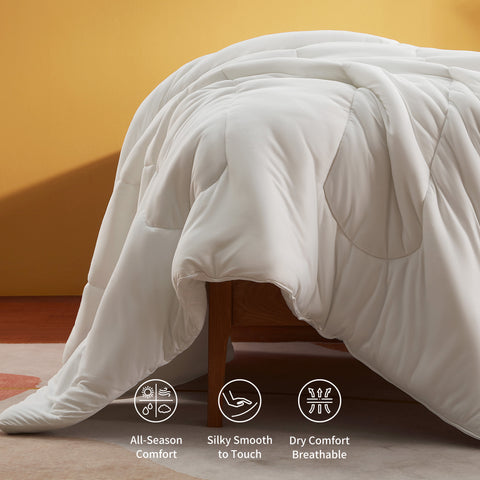 Sonive Duvet, Microfiber Knitted Quilt Duvet, Lightweight and Breathable Bedding 145gsm Soft Fabric, Machine Washable White