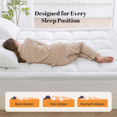 Pillow-Top Mattress Topper Ultra Thick Fluffy Soft Topper Box Quilted Mattress pad