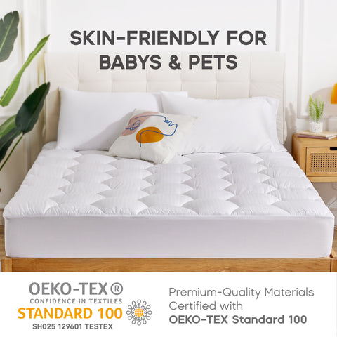 Cotton Mattress Pad, Bedding Cover Quilted Fitted Mattress Protector