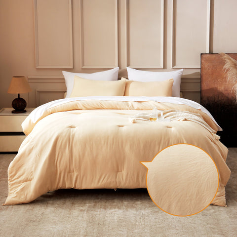 Sonive Washed Comforter Set - 2 Pieces Soft Luxury Cationic Dyeing Bedding Sets, Breathable Wrinkle Bed Sets