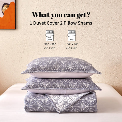 Sonive Geometrical  Quilt Set Modern White Grid Pattern