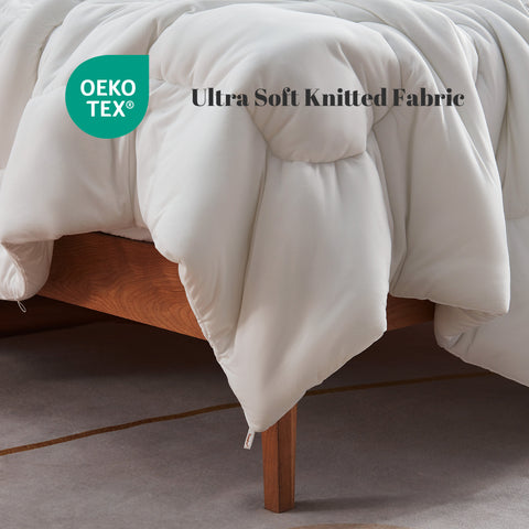 Sonive Duvet, Microfiber Knitted Quilt Duvet, Lightweight and Breathable Bedding 145gsm Soft Fabric, Machine Washable White