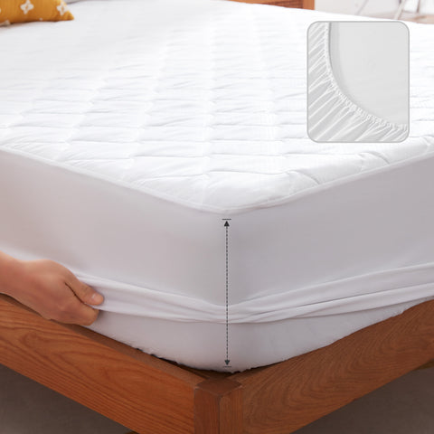 Sonive Dünn Matratzenschoner  Wasserdicht, Oeko-TEX Zertifiziert Matratzenauflage Atmungsaktive, Matratzen Topper für Matratzen & Boxspringbett bis zu 38 cm, Weiß