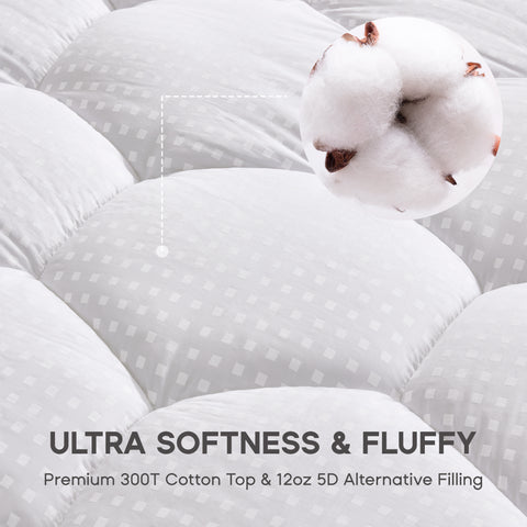 Cotton Mattress Pad, Bedding Cover Quilted Fitted Mattress Protector