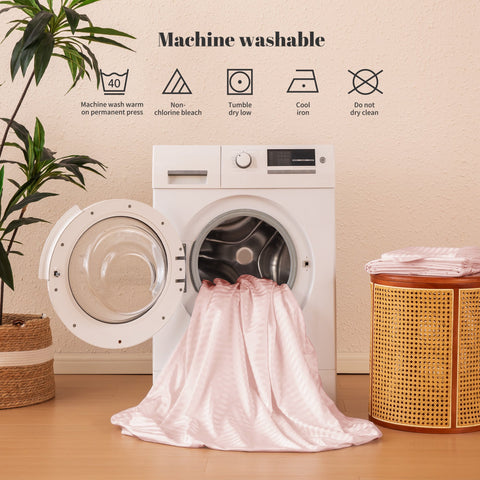 Sonive Striped Satin Jacquard Sheet Set, 4 Pcs Luxury Silky Bedding Set with Deep Pocket for Mattress