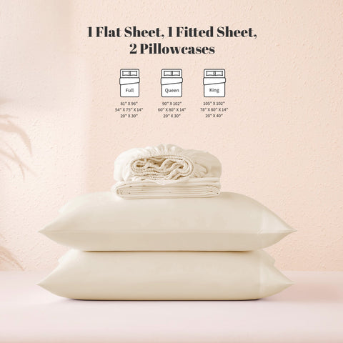 Sonive Flannel Sheet Set, 4 Pcs 140 GSM Brushed Flannel Elastic Fitted Soft & Cozy Bed Sheets Set with Deep Pocket