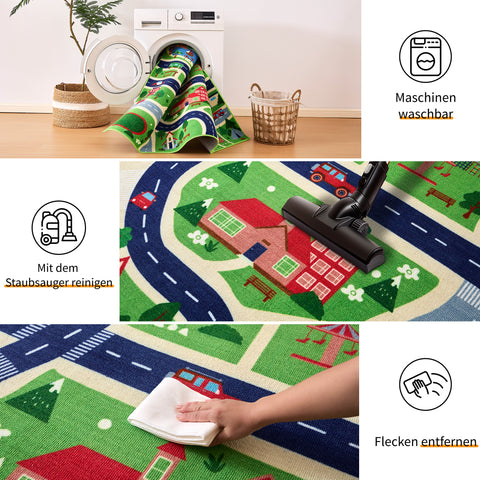 R2 Sonive Teppich Kinderteppich Junge Mädchen rutschfeste Krabbelmatte für Wohnzimmer, Schlafzimmer, Kinderzimmer