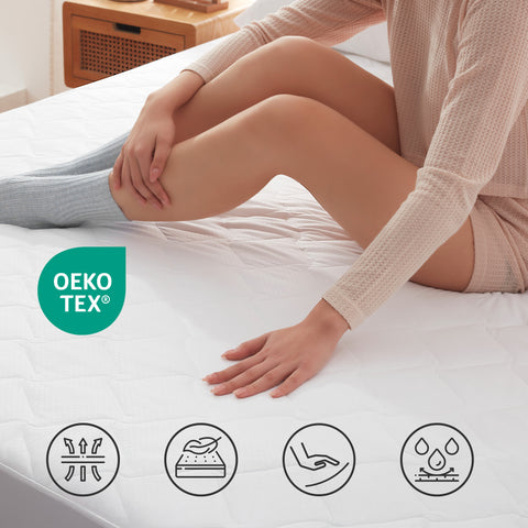 Sonive Dünn Matratzenschoner  Wasserdicht, Oeko-TEX Zertifiziert Matratzenauflage Atmungsaktive, Matratzen Topper für Matratzen & Boxspringbett bis zu 38 cm, Weiß