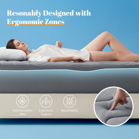 Sonive Cooling Mattress Pad, Dark Grey Breathable Machine Washable