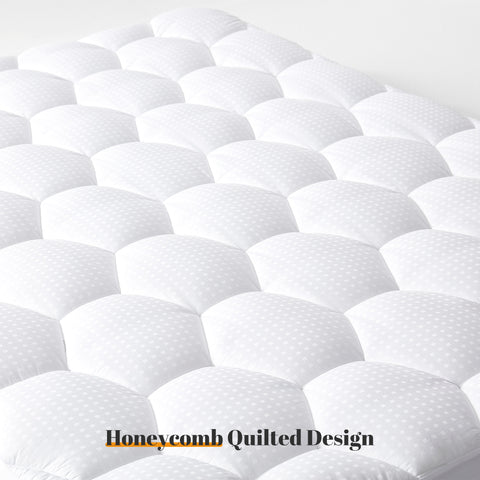 Sonive Mattress Topper, Extra Deep Poket 14.9 Inch/38cm, Super soft Quilted Mattress Protector, Machine Washable Bed Topper White