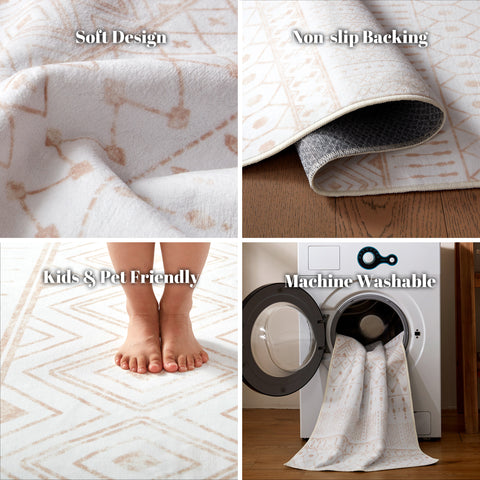 Sonive  Area Rug Carpet for Entryway, Machine Washable Water Resistant Low Pile Non Slip Door Mat, Soft Accent Carpet for Kitchen, Bathroom, Pet-Friendly Rug