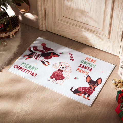Sonive Fußmatte Außen Innen 50 x 80 cm, Fußabtreter mit Weihnachtsfeier Muster rutschfeste Schmutzfangmatte Türmatte waschbar Fußabtreter Eingangsteppich für Hund, Eingang, Haustür & Flur