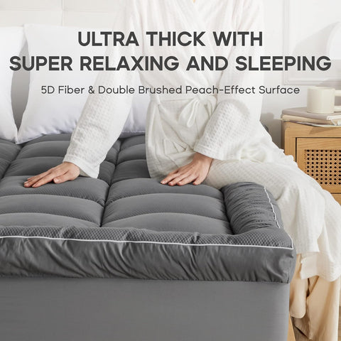 Pillow-Top Mattress Topper Ultra Thick Fluffy Soft Topper Box Quilted Mattress pad