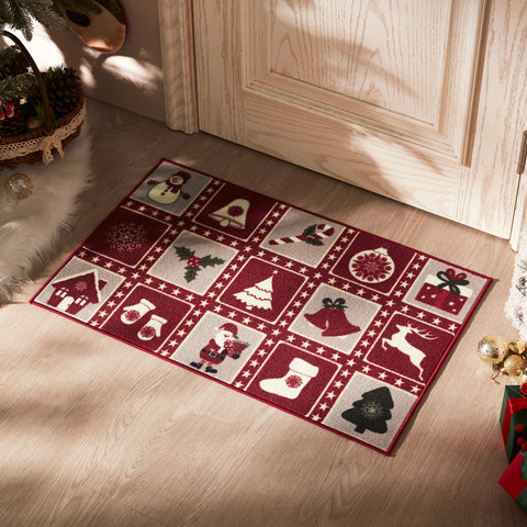 Sonive Fußmatte Außen Innen 50 x 80 cm, Fußabtreter mit Weihnachtsfeier Muster rutschfeste Schmutzfangmatte Türmatte waschbar Fußabtreter Eingangsteppich für Hund, Eingang, Haustür & Flur