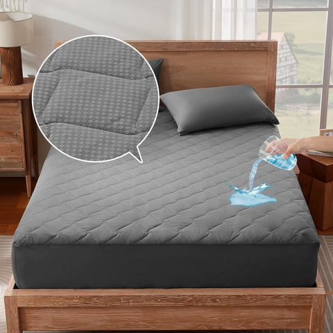 Sonive Waterproof Mattress Protector Pad - Machine Washable, Breathable Topper with Deep Pockets, All-Season, Hotel Quality Gray