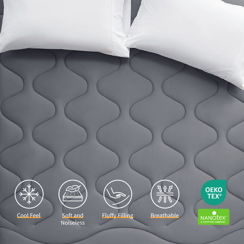 Sonive Cooling Mattress Pad, Dark Grey Breathable Machine Washable
