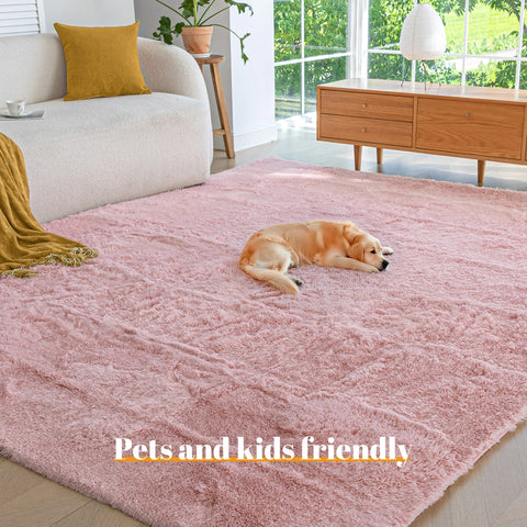 Sonive Fluffy Shaggy Area Rug, Washable Rug Modern Soft Large Neutral Non-Slip for Bedroom Dining Living Room