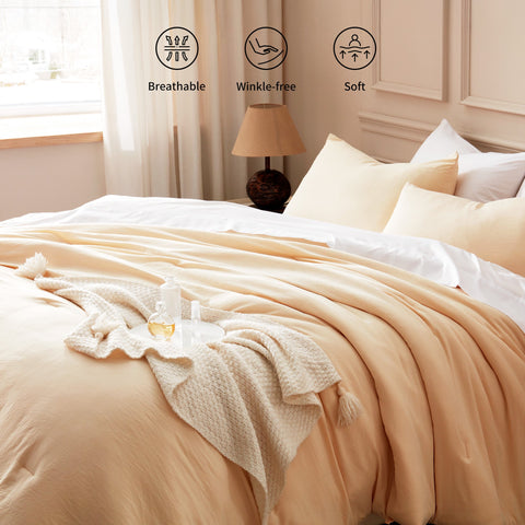 Sonive Washed Comforter Set - 2 Pieces Soft Luxury Cationic Dyeing Bedding Sets, Breathable Wrinkle Bed Sets