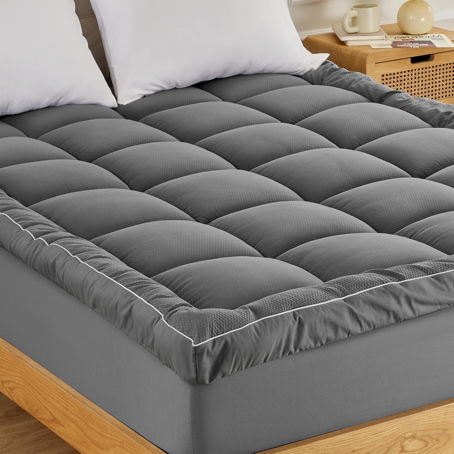 SONIVE Materasso Queen Size – Topper In Microfibra Morbido E Impermeabile 3D+7D