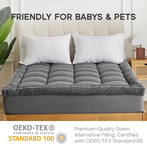 Pillow-Top Mattress Topper Ultra Thick Fluffy Soft Topper Box Quilted Mattress pad