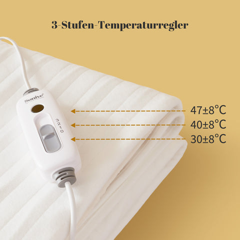 Sonive Heizdecke mit Abschaltautomatik 150x80cm, Wärmedecke Heizdecke mit 3 Heizstufen Elektrische Decke Maschinenwaschbar, Schnelles Aufheizen, Weiß