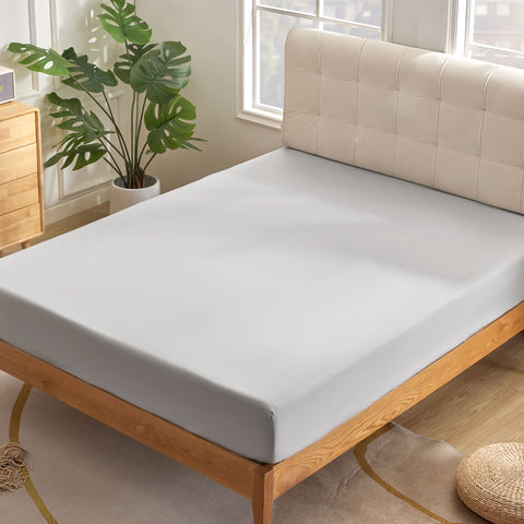 SONIVE 200 Thread Count 100% Cotton Super King Fitted Sheets, Soft Hotel Quality 30CM/11.8 Inch Deep Fitted Bed Sheet,180 x 200 cm,Light Gray