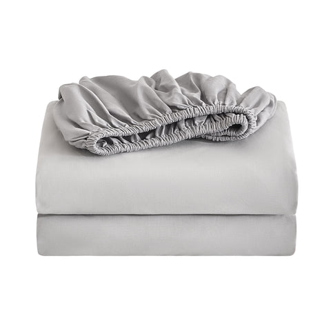 SONIVE 200 Thread Count 100% Cotton Super King Fitted Sheets, Soft Hotel Quality 30CM/11.8 Inch Deep Fitted Bed Sheet,180 x 200 cm,Light Gray