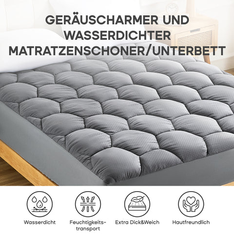 Waterproof Mattress Protector, Soft Mattress Topper-Grey