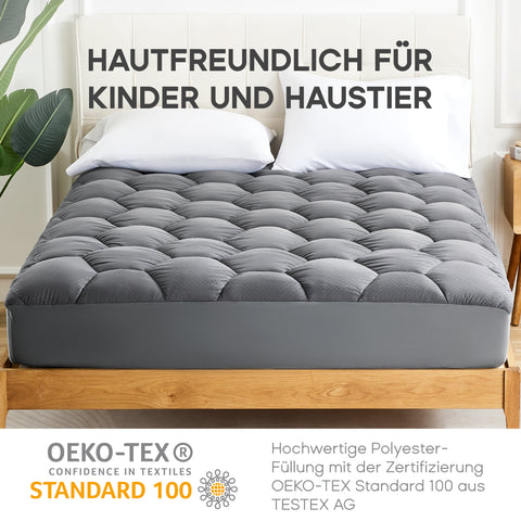 Waterproof Mattress Protector, Soft Mattress Topper-Grey