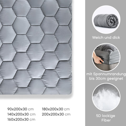 Waterproof Mattress Protector, Soft Mattress Topper-Grey
