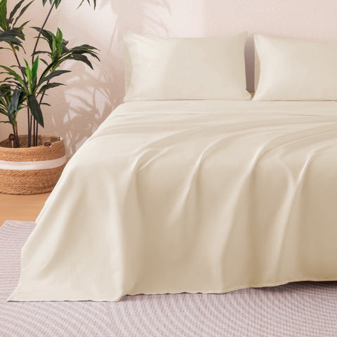 Sonive Flannel Sheet Set, 4 Pcs 140 GSM Brushed Flannel Elastic Fitted Soft & Cozy Bed Sheets Set with Deep Pocket