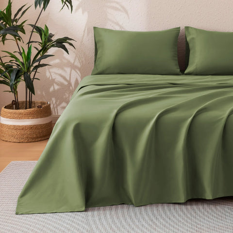 Sonive Flannel Sheet Set, 4 Pcs 140 GSM Brushed Flannel Elastic Fitted Soft & Cozy Bed Sheets Set with Deep Pocket