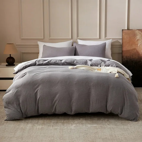 Sonive Washed Duvet Cover Set - 3 Pieces Soft Luxury Cationic Dyeing Bedding Comforter, Breathable Wrinkle Bed Sets