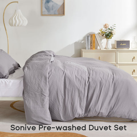 Sonive Washed Duvet Cover Sets 2-3 Piece, Soft and Cozy, Washed Textured Wrinkled Design