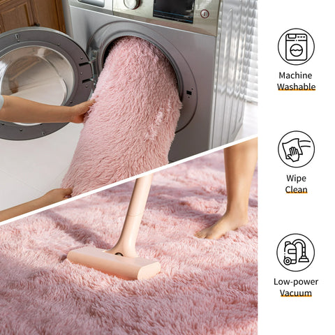 Sonive Fluffy Shaggy Area Rug, Washable Rug Modern Soft Large Neutral Non-Slip for Bedroom Dining Living Room