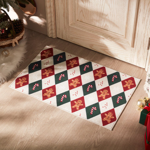 Sonive Fußmatte Außen Innen 50 x 80 cm, Fußabtreter mit Weihnachtsfeier Muster rutschfeste Schmutzfangmatte Türmatte waschbar Fußabtreter Eingangsteppich für Hund, Eingang, Haustür & Flur