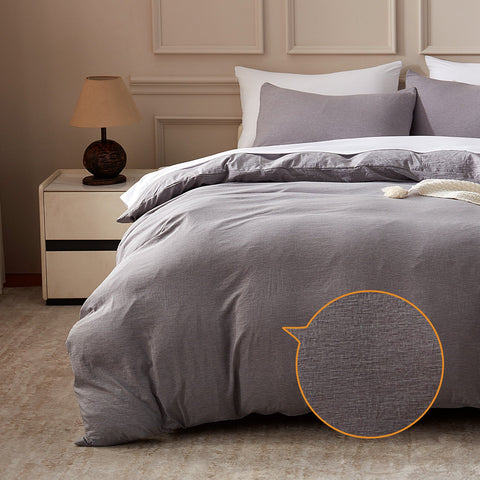 Sonive Washed Duvet Cover Set - 3 Pieces Soft Luxury Cationic Dyeing Bedding Comforter, Breathable Wrinkle Bed Sets