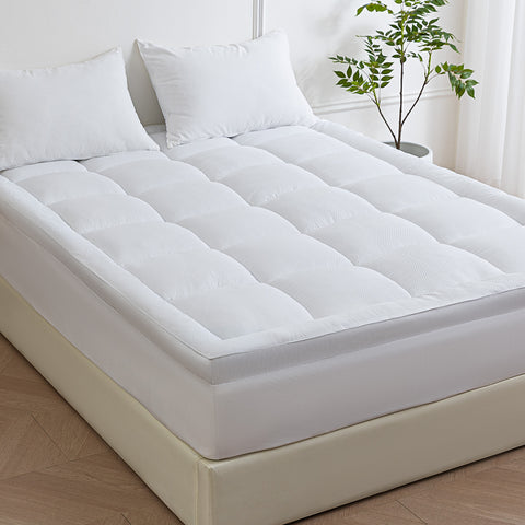 Pillow-Top Mattress Topper Ultra Thick Fluffy Soft Topper Box Quilted Mattress pad
