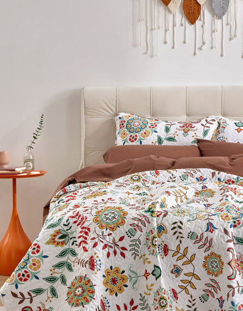 Sonive Classic Floral Printed Quilt Set