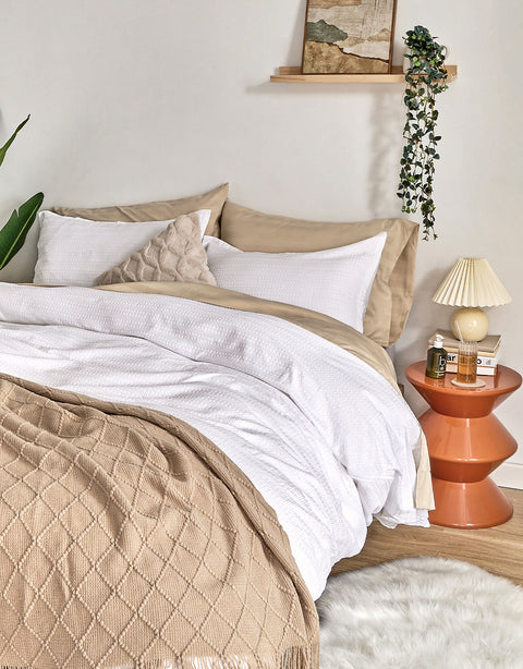 Sonive Jacquard Boho Style Duvet Cover Set White