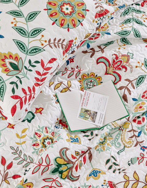 Sonive Classic Floral Printed Quilt Set