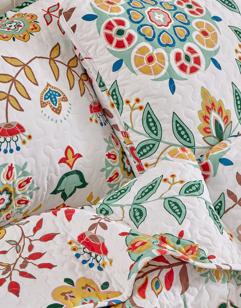 Sonive Classic Floral Printed Quilt Set